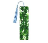 Monstera Deliciosa Banana Palm Wooden Bookmark Craft Hanging Tags Ornaments Rectangular Bookmarks with Holes and Ropes