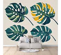 Monstera Deliciosa Photo Wallpaper 3D Tropical Green Plants Wall Murals for Living Room, Non-Woven Mural Wallpaper Home Poster Sofa TV Background Wall Mural Decor 300 × 256 cm (W x H)