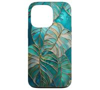 Monstera Deliciosa Stained Glass Tropical Plant Art Case for iPhone 13 Pro