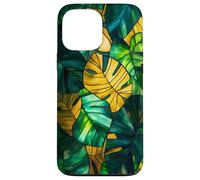 Monstera Deliciosa Stained Glass Tropical Plant Art Case for iPhone 13 Pro Max