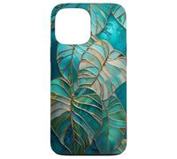 Monstera Deliciosa Stained Glass Tropical Plant Art Case for iPhone 13 Pro Max