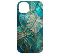 Monstera Deliciosa Stained Glass Tropical Plant Art Case for iPhone 14 Plus
