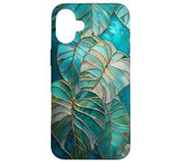 Monstera Deliciosa Stained Glass Tropical Plant Art Case for iPhone 16 Plus
