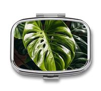 Monstera Deliciosa Travel Pill Organizer A Daily Pill Box for Supplements 2 Compartment Pill Case Convenient for Carrying and Storing Medicines Box