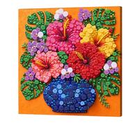 Monstera Deliciosa Vase Button Picture Art DIY Kit 30x30cm Frame Button | DIY Button Painting Kit 30x30cm Canvas with Frame Handmade Art Craft Number Coded Home Decor mosaics wall art textured craft