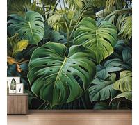 Monstera Deliciosa Wallpaper for Living Room, Tropical Green Leaf Wall Mural for Bedroom 300x210 cm, Non-Woven Photo Wallpaper, Home Decor D&O122