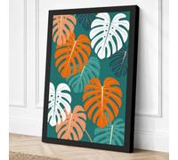 Monstera Foliage Botanical Canvas Wall Art Print 18x12 Inch (46 x 30 cm)