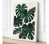 Monstera Foliage Botanical Canvas Wall Art Print 36x24 Inch (91 x 61 cm)
