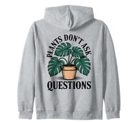 Monstera Introvert Plants Don't Ask Questions Plant Lover Zip Hoodie