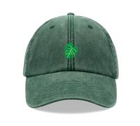 Monstera Leaf Baseball Cap Vintage Washed Unisex Dad Hat Adjustable Gardener Bottle Green