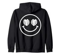 Monstera Leaf Happy Face Tropical Plant Lover Beach Design Zip Hoodie