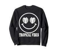 Monstera Leaf Happy Face Tropical Plant Lover Smile Design Sweatshirt