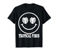 Monstera Leaf Happy Face Tropical Plant Lover Smile Design T-Shirt