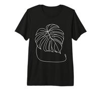 Monstera Leaf Line Art Plant Lover Premium T-Shirt
