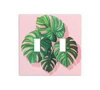 Monstera Leaves On A Pink Double Gang Toggle Light Cover Wall Plate Switch Decor Standard Size - 11.4x11.4cm