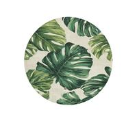 Monstera Leaves On Cream Round Magnetic Fridge Magnets For Kitchen Durable With Enduring Magnetism