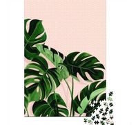 Monstera Leaves on Pink Background Jigsaw Puzzle for Adults, 1000 Piece | For a classic tabletop challenge, this adult jigsaw puzzle with 1000 pieces fits calm indoor leisure.