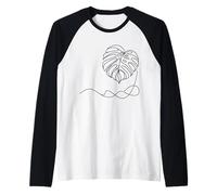 Monstera Line Art Plant Lover Raglan Baseball Tee