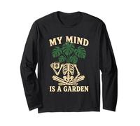 Monstera My Mind is a Garden Plant Lover Skeleton Long Sleeve T-Shirt