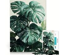 Monstera Plant with Glittering Effect Jigsaw 1000 Pieces for Teenagers Logic Skill Precise Edge Family Bond Ideal Decor (38x52cm)