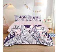 Monstera Queen Size Duvet 7.5 Tog, Soft Reversible Coverless Duvet, Palm Leaves Queen Quilt for All Seasons, Microfiber Comforter with 2 Pillowcases (228 * 228cm) Ad262