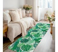 Monstera Runner Rug, Tropical Botanical Fern Palm Leaf Summer Green Low Pile Sponge Home Floor Rectangle Print Carpet for Kitchen Bedside Entryway Hallway Decor 2x8 Ft