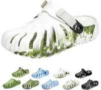 Monstera Slippers, Monstera EVA Thick Sole Pillow Slippers, Non Slip Quick Drying Breathable Beach Monstera Slides, (White B, Adult, Men, 7.5, Numeric Range, UK Footwear Size System, 8, Medium)