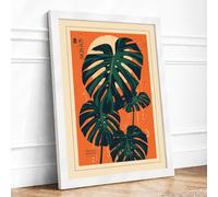 Monstera Study in Green Botanical Framed Wall Art Print A1 (84.1×59.4cm) White, Wall Decor for Living Room, Bedroom, Office & Home, Ready to Hang, Art Gift