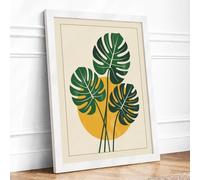 Monstera Trio Botanical Framed Wall Art Print A1 (84.1×59.4cm) White, Wall Decor for Living Room, Bedroom, Office & Home, Ready to Hang, Art Gift