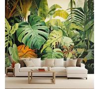 Monstera Wallpaper Mural Tropical Plants Photo Wallpaper Monstera 3D Wall Mural 200x140cm Non-Woven Premium Art Print Decoration Poster Picture for Living Room Bedroom TV Backdrop