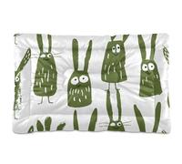 Monsters Animals Khaki on White Washable Dog Bed Mat Soft Comfortable Anti-Slip Bottom Dog Crate Pad for Large Jumbo Medium Small Dogs 36" x 24"