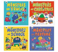 Monsters at Bedtime 4 Books Collection Set By Laura Baker (Monsters in Trucks, Monsters at Christmas, Monsters at School & Monsters at Bedtime)