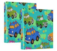 Monsters Car Colorful Green One and A Half Inch School Binders Round Rings with Clipboard 1/2 Packs Office Binder Hardcover