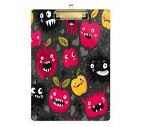 Monsters Fruit Gray and red Organizer with clipboard Standard Hole for Clip Board Teacher Size 9 x 12.5 Tablas para escribir