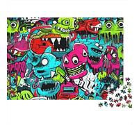 Monsters Graffiti Jigsaw Puzzles 1000Pc Recycled Material Street Art Puzzles for Elderly Puzzle Game Props Interesting Family Game Props for Adults 38x26cm/1000pcs