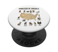 Monsters Of America Cryptid Map United States Folklore PopSockets Adhesive PopGrip