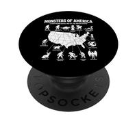 Monsters Of America Cryptid Map United States Folklore PopSockets Adhesive PopGrip