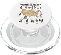 Monsters Of America Cryptid Map United States Folklore PopSockets PopGrip for MagSafe