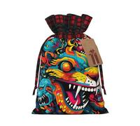 Monsters Printed holiday drawstring bag 8.3x11.8 inch Christmas party decoration gift bag