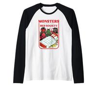 Monsters Under The Bed Society Funny Retro Horror Parody Raglan Baseball Tee