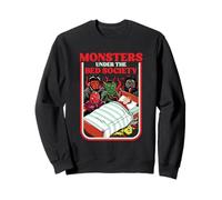 Monsters Under the Bed Society Funny Retro Horror Parody Sweatshirt