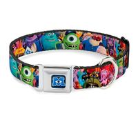 Monsters University Logo Full Color Blue White Seatbelt Buckle Collar - Monsters University Monsters Stacked