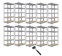 MonsterShop 10 X Q-Rax Grey Metal Racking Units 90 X 50 X 180Cm