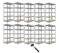MonsterShop 10 X Q-Rax Grey Metal Racking Units 90 X 50 X 180Cm