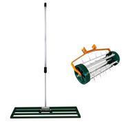(100cm, Green) Lawn Leveller & Aerator Grass Roller Levelling Rake