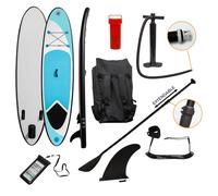 Inflatable Paddle Board Blue Stand Up 10ft SUP Lightweight 6.75kg Water Sports Surfboard Non-Slip Deck Carry Bag Pump Adjustable Paddle Elasticated Ankle Leash 3 Fins Waterproof Phone Case Repair Kit