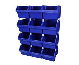 MonsterShop 12 Plastic Storage Bins Stacking Boxes Parts Storage Set