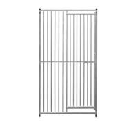 Dog Run Panels With Door Galvanised Steel Kennel Heavy Duty Walk In Animal Enclosure Pen Fence Playpen Outdoor Support Bar 5cm Bar Spacing 1.84m x 1m Modular FREE Ground Fixing Brackets & Fixing Kit