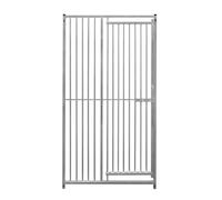 Dog Run Panels With Door Galvanised Steel Kennel Heavy Duty Walk In Animal Enclosure Pen Fence Playpen Outdoor Support Bar 5cm Bar Spacing 1.84m x 1m Modular FREE Ground Fixing Brackets & Fixing Kit