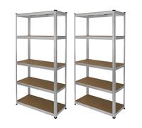 2 Garage Shelving Units 5 Tier Racking Storage Warehouse Bays Industrial Heavy Duty Boltless Steel Shelves